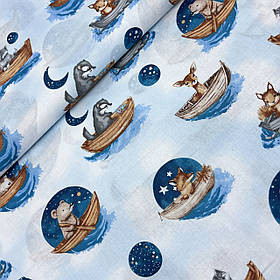 Польська бязь Звірята в човні під нічним небом