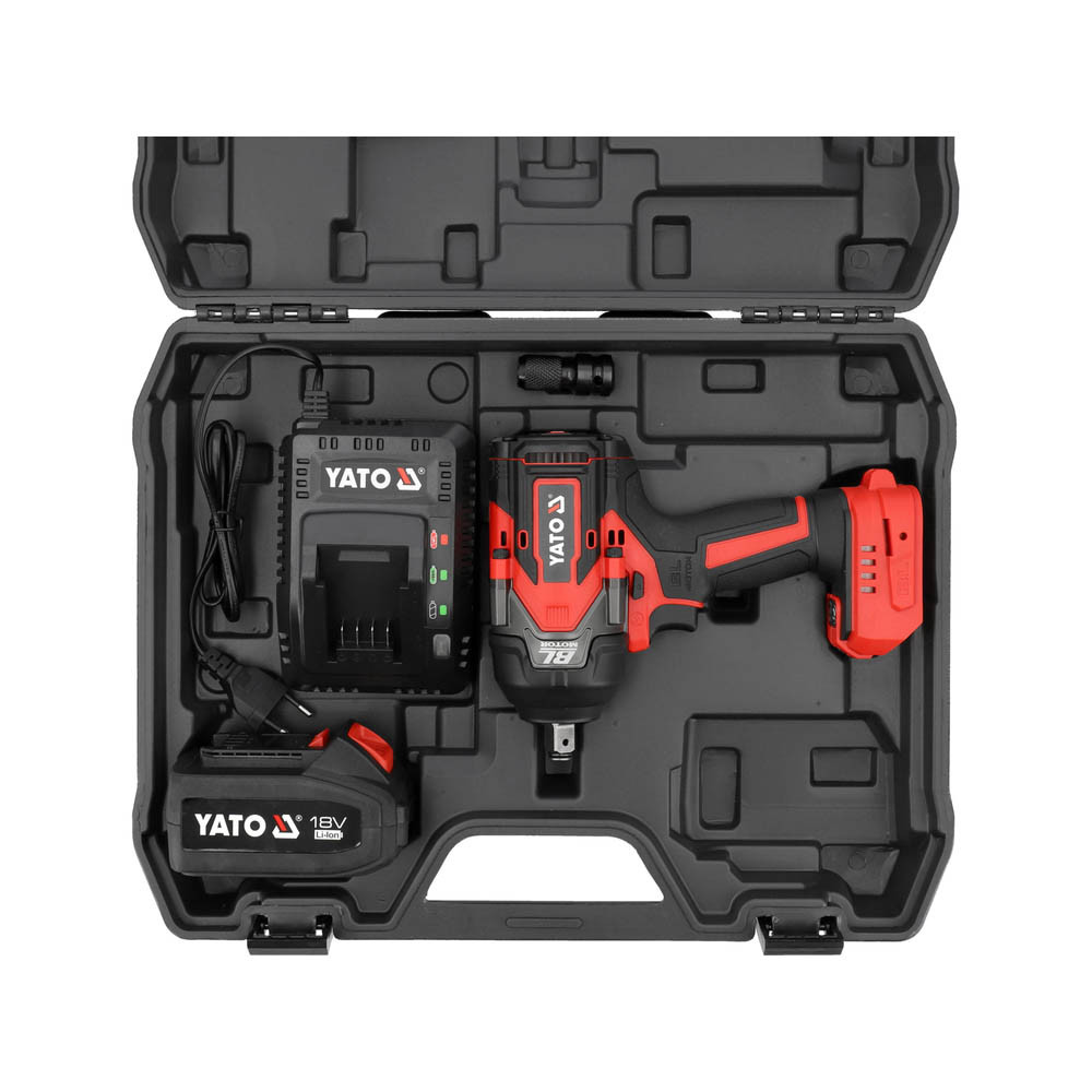 Гайковерт ударний безщітковий акумуляторний 18 В Li-Ion 4 АГод (1/2") 1200 Нм Yato YT-828071, фото 1