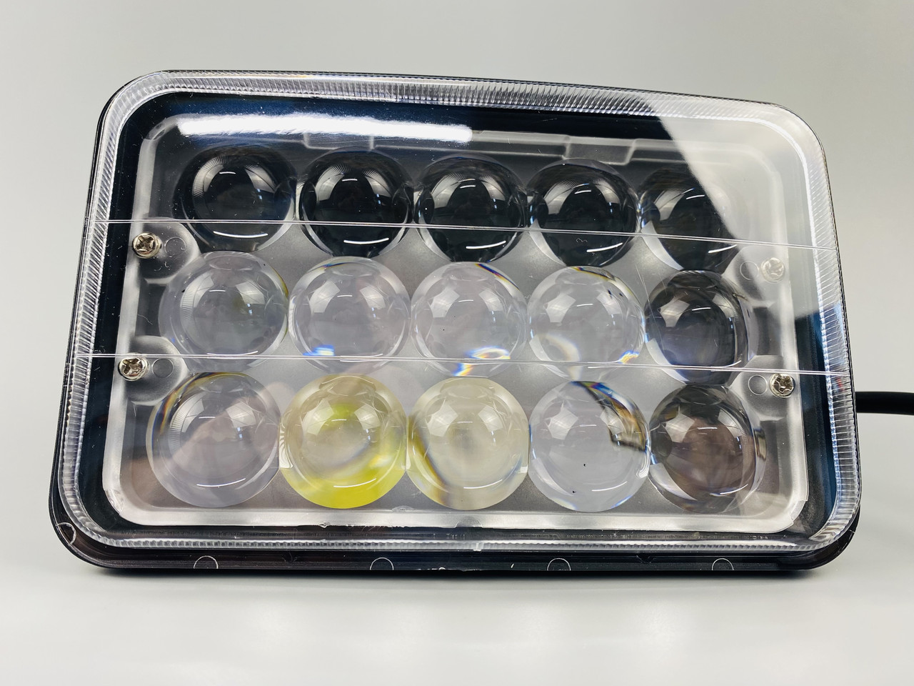 Фара LED прямокутна 45W, 15 ламп, дальній і ближній промінь 10/30V 6000K товщина: 78 мм, фото 1