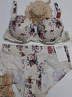 Роскошный комплект женского белья с формованной чашкой без пуш-апа весенние цветы BRITNEY Lisca 20172