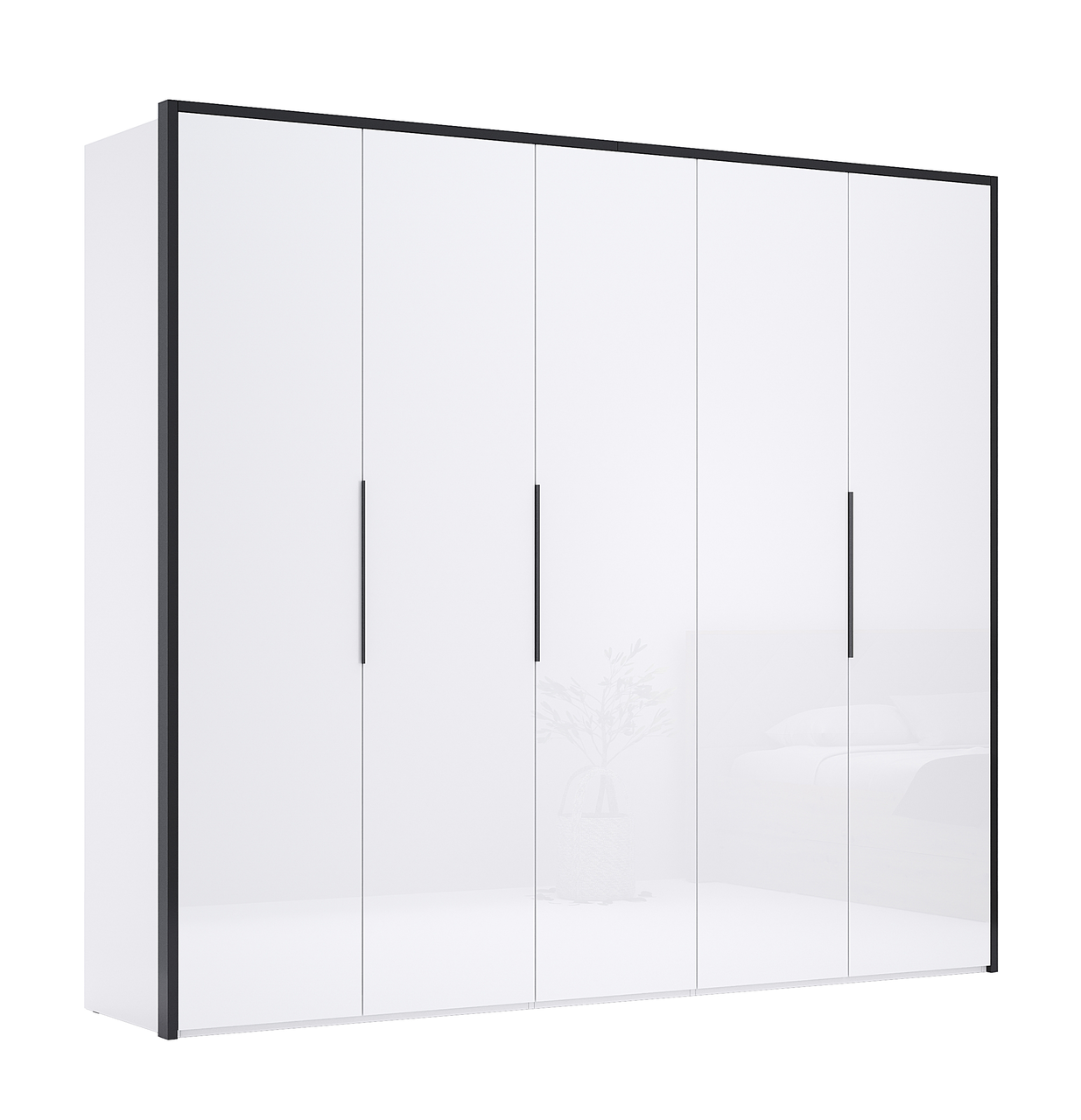 Шафа Лукка 5 дверний білий глянц/мат антрацит ТМ Миро-Марк