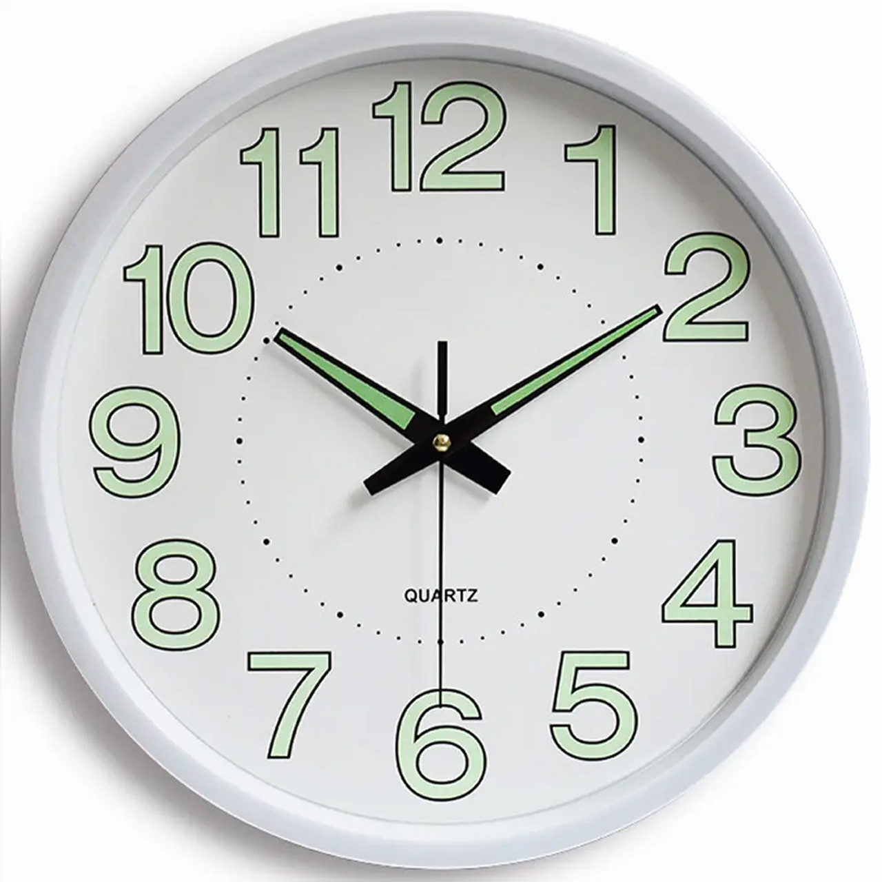 Настінний годинник світиться круглий кварцовий тихий Білий (білий обідок)
