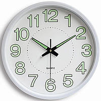 Настінний годинник світиться круглий кварцовий тихий Білий (білий обідок)