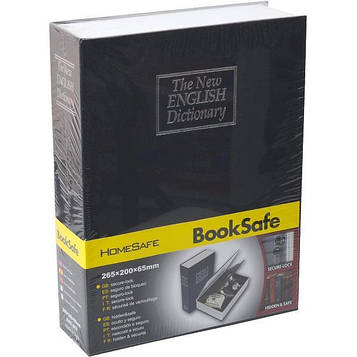 Книга сейф велика з ключем схованка для грошей 26*20*6,5см чорна