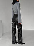 Жіночі штани з еко-шкіри на замшевій основі, фото 2