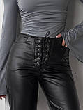 Жіночі штани з еко-шкіри на замшевій основі, фото 3