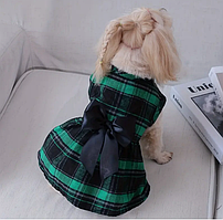 Плаття для собак XS зелене в клітинку