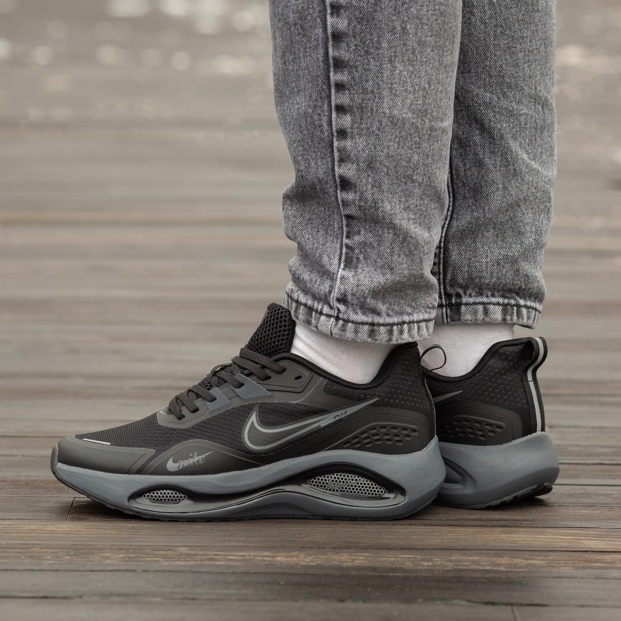 Чоловічі Кросівки Nike Air Zoom Black Grey / Найк Аїр Зум Чорні з Сірим