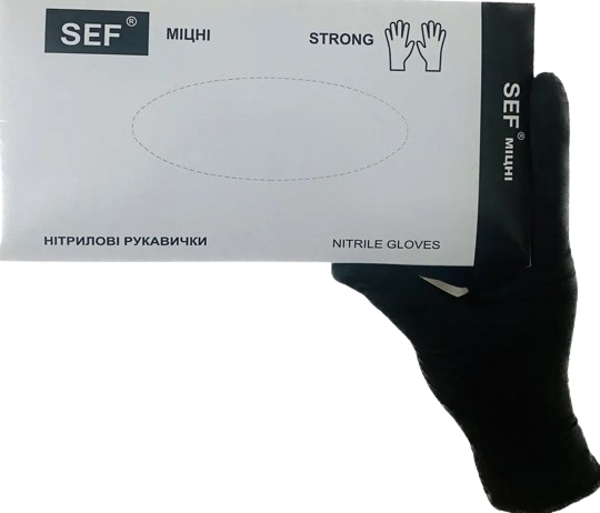 Рукавички нітрилові чорні (XL) 5 гр*50 пар/уп SEF