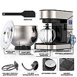 Потужний кухонний тістоміс з РК дисплеєм Top Kitchen Планетарний міксер 3 змінні насадки Кухонний комбайн, фото 9