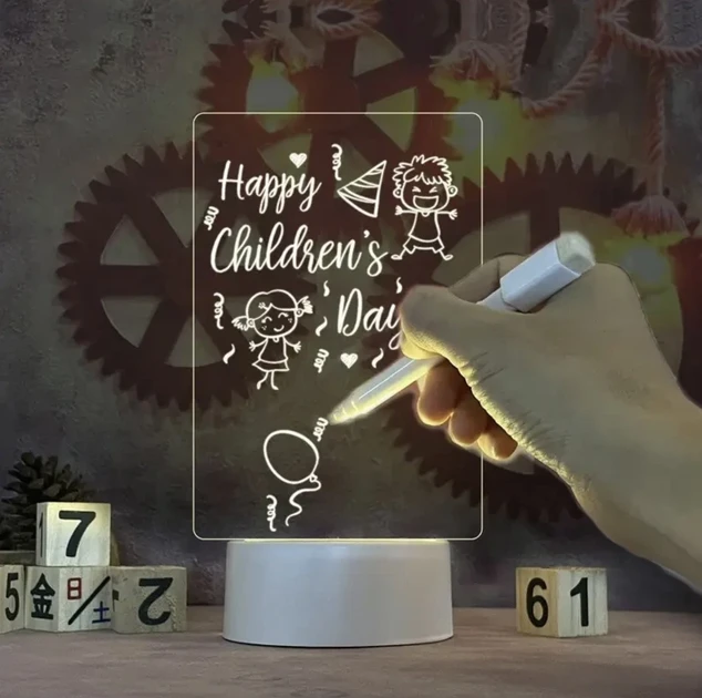 Нічник дошка для нотаток 12,5 х 17,5 см, від USB, 3 підсвітки, з Маркором LAMP 3D