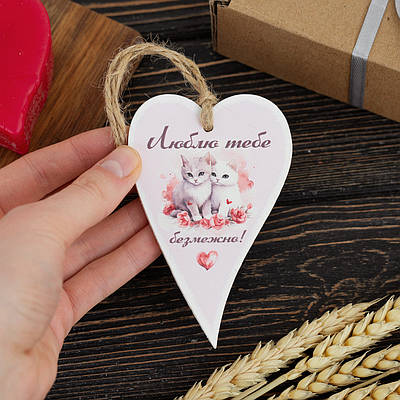 Дерев'яна листівка "Котики", розмір 10 х 6,5 см