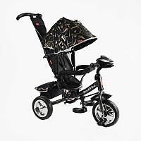 Дитячий триколісний велосипед з батьківською ручкою Best Trike 60-775 Чорний, колеса ПЕНА, фара, USB,
