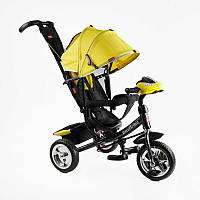 Дитячий триколісний велосипед з батьківською ручкою Best Trike 62-119 Жовтий, колеса ПЕНА, фара, USB,