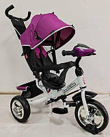Дитячий триколісний велосипед з батьківською ручкою Best Trike 62-192 Фуксія, колеса ПЕНА, фара, USB,