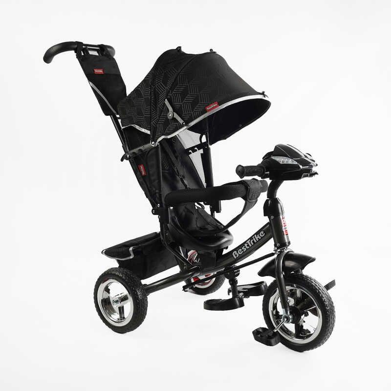 Дитячий триколісний велосипед з батьківською ручкою Best Trike 62-403 Чорний, колеса ПЕНА, фара, USB,, фото 1