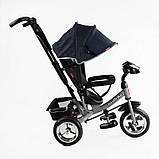 Дитячий триколісний велосипед з батьківською ручкою Best Trike 60-714 Джинс, колеса ПЕНА, фара, USB,, фото 2