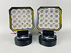 Фара LED квадратна 16 Led chip 12/24V. Широкий промінь. Світло 6500К, IP67.Реальні 27W, фото 8