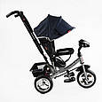 Триколісний велосипед коляска з батьківською ручкою Best Trike 60-714 Джинс, колеса ПЕНА, фара, USB,, фото 2
