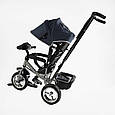 Триколісний велосипед коляска з батьківською ручкою Best Trike 60-714 Джинс, колеса ПЕНА, фара, USB,, фото 3