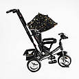 Велосипед триколісний з батьківською ручкою Best Trike 60-775 Чорний, колеса ПЕНА, фара, USB,, фото 2