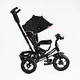 Велосипед триколісний із батьківською ручкою Best Trike 3390 - 39-211 Чорний, надувні колеса, фара USB, пульт, фото 2