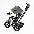 Велосипед триколісний із батьківською ручкою Best Trike 3390 — 35-723 Сірий, надувні колеса, фара, USB, пульт, фото 3
