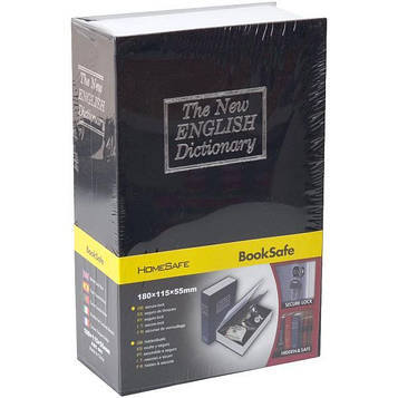 Книга сейф мала з ключем схованка для грошей 18*11,5*5,5см чорна