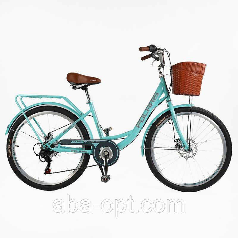 Велосипед міський Corso «Polaris» 26`` PS-63909 + КОШИК, фото 1