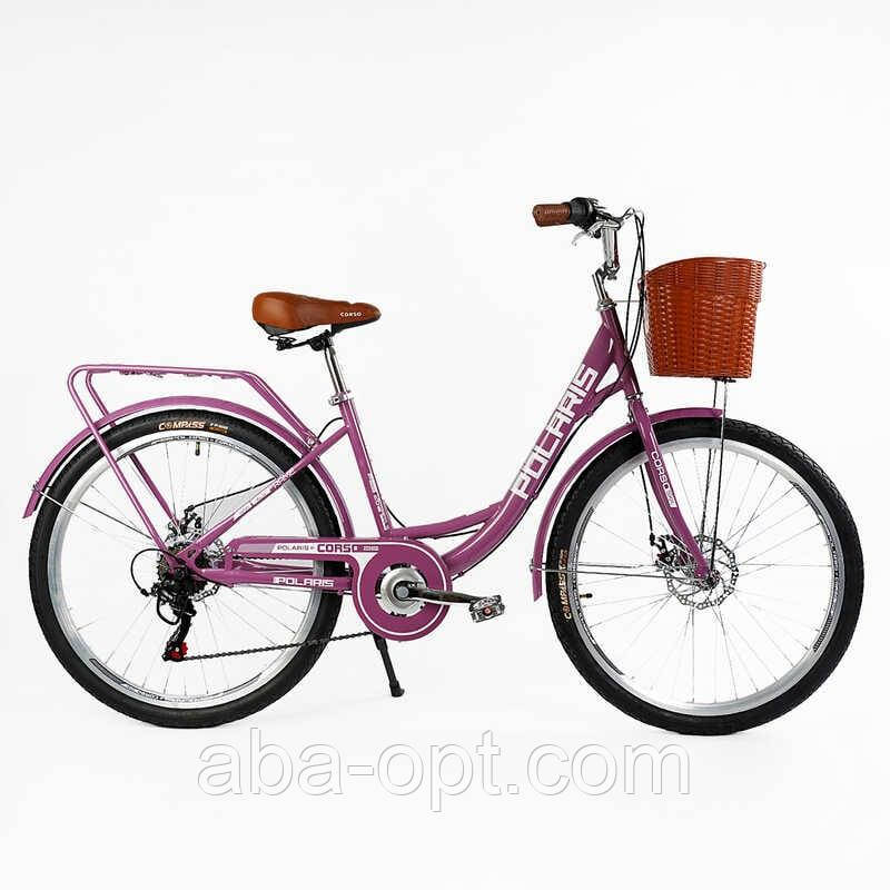 Велосипед міський Corso «Polaris» 26`` PS-91606 + КОШИК, фото 1