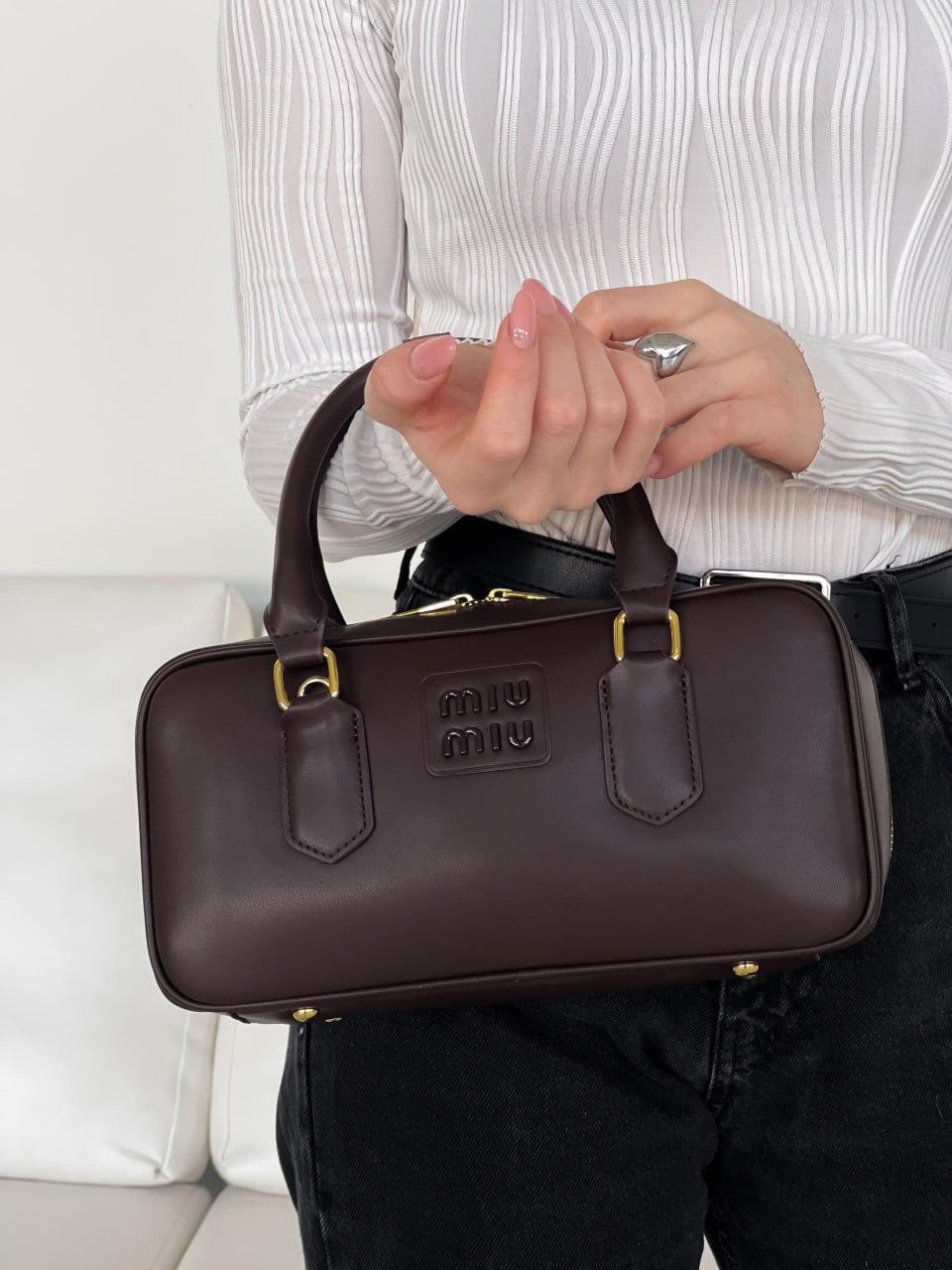 Сумка Miu Miu Arcadie Leather medium Premium шоколад, фото 1