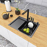 Кухонна мийка Nett NB-6045(L) чорна нержавіюча 3.0/1.0, фото 2