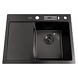Кухонна мийка Nett NB-6045(L) чорна нержавіюча 3.0/1.0, фото 4