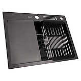 Кухонна мийка Nett NB-6045(L) чорна нержавіюча 3.0/1.0, фото 5