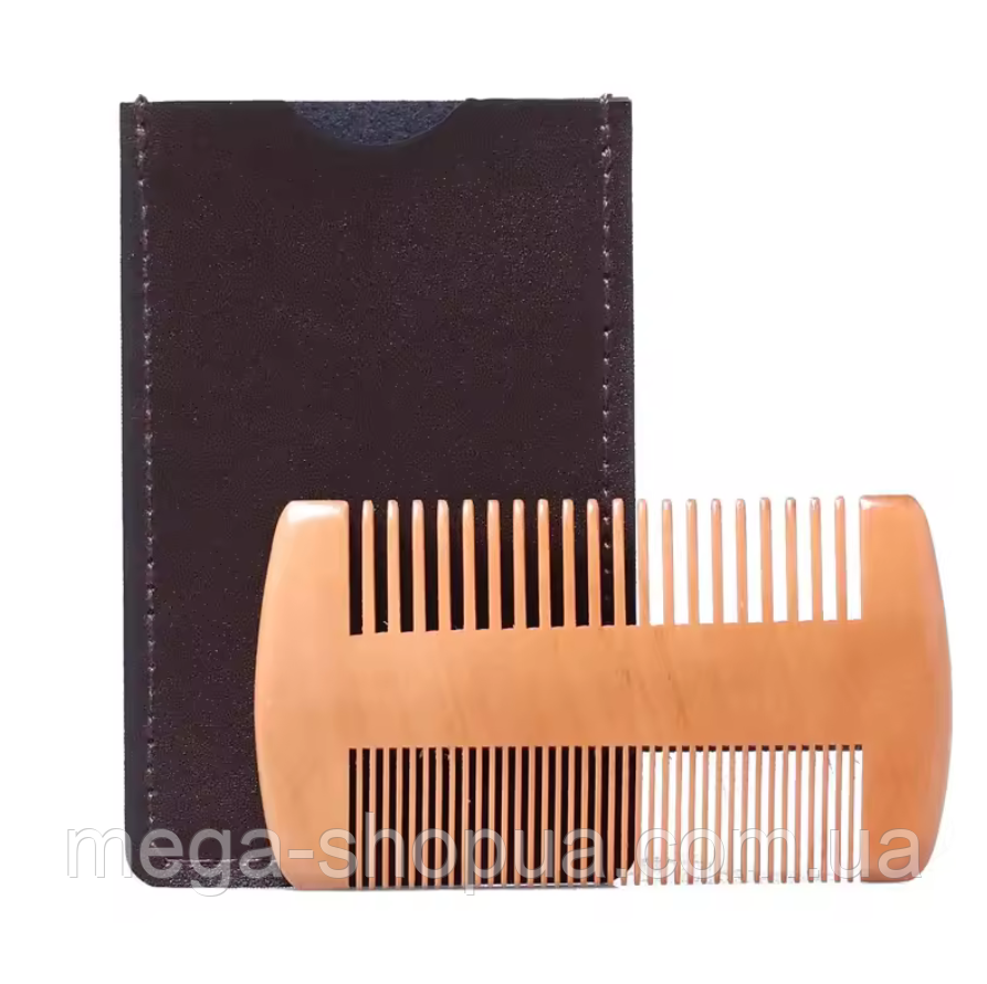 Кишеньковий дерев'яний гребінець для бороди, вусів та волосся з чохлом, чоловічий гребінь Sandalwood U-Man111