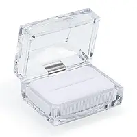 Футляр кришталик пластик прямокутний усередині білий оксамит для виробів під кільця розмір 6.5х5х5 см