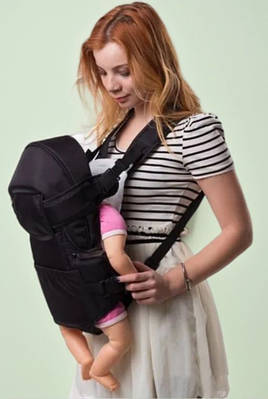 Чорний ерго рюкзак кенгуру Бебі слінг Ранець носилка для двомісячних дітей до 15 кг Перехресні лямки Козирок