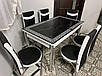 Обідній комплект, кухонний стіл і 6 стільців, чорний без малюнку, ніжки хром Туреччина, фото 3