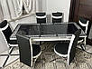 Обідній комплект, кухонний стіл і 6 стільців, чорний без малюнку, ніжки хром Туреччина, фото 4