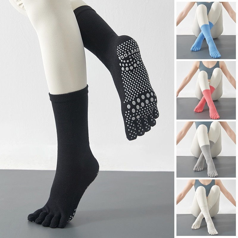 Нековзні Шкарпетки Для Йоги в Рубчик CREW Екіпаж, 9 Цветов, фото 1