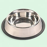 Миска для собаки з нержавіючої сталі, з гумовим обідком, 26x6см