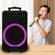 Акустична колонка переносна на колесах з 2 мікрофонами та пультом ZXX-7878 60Вт 15", фото 2