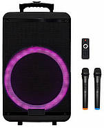 Акустична колонка переносна на колесах з 2 мікрофонами та пультом ZXX-7878 60Вт 15", фото 4