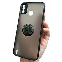 Чохол для Tecno Spark 6 Go (KE5) чорний матовий чохол з кільцем
