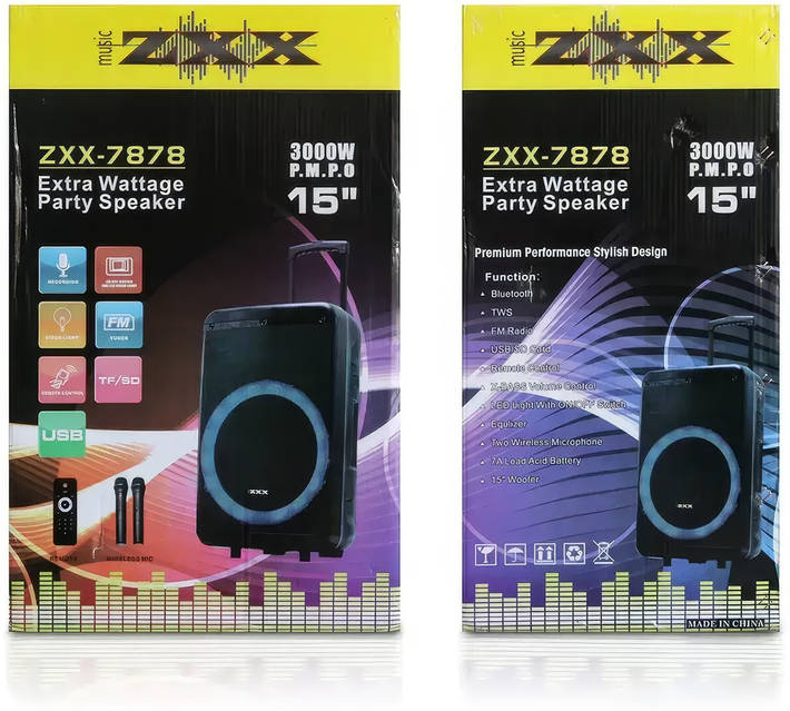 Колонка-валіза переносна на колесах з 2 мікрофонами та пультом ZXX