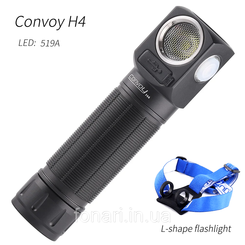 Ліхтар налобний Convoy H4 Nichia 519A, 1x21700, 1400 люмен USB Type-C