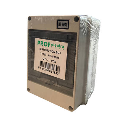 Розподільчий щит Profgroup Бокс зовнішнього монтажу на 5 модулів герметичний IP65 HT5, фото 1