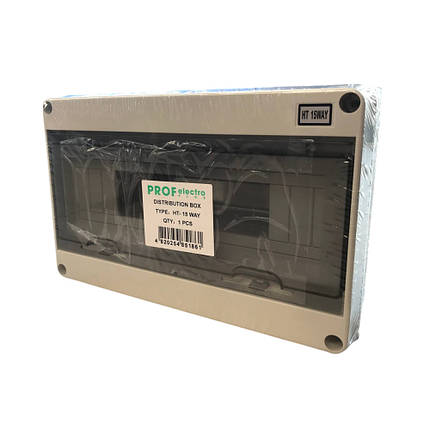 Розподільчий щит Profgroup Бокс зовнішнього монтажу на 15 модулів герметичний IP65 HT15, фото 1