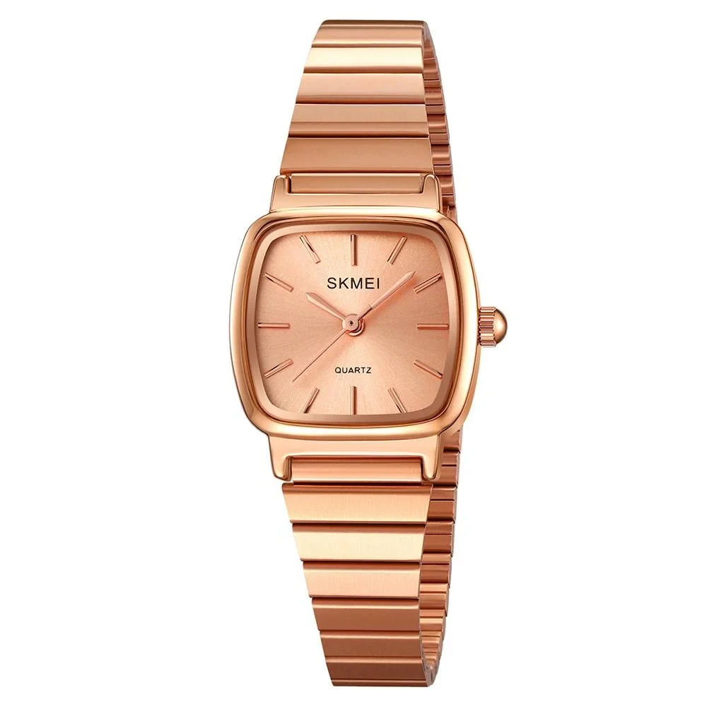 Жіночий квадратний годинник Skmei 2292RG Rose Gold зі сталевим браслетом