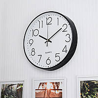 Настінний годинник безшумний Білий (чорний обідок)